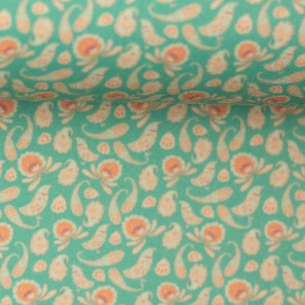 Paisley Bird by jolijou - Kleines Paisley Muster mit Vögel, wassergrün
